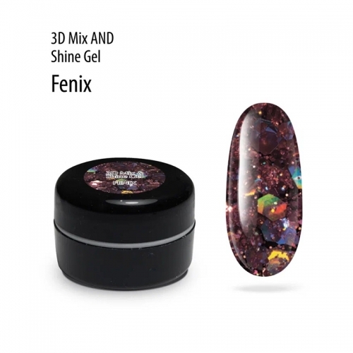 Гель для дизайна с блестками и поталью Феникс 3D Mix&Shine Gel PNB 05 Fenix 5 мл.