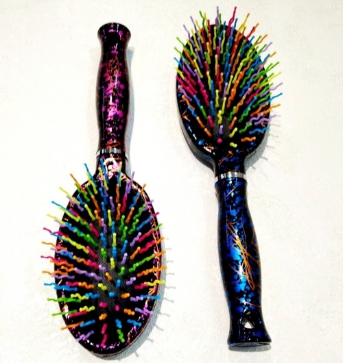 Расческа для волос массажная радуга с волнистыми зубчиками Salon Hair Brush