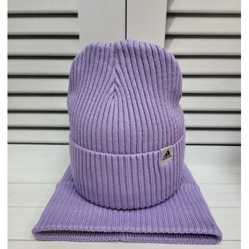Комплект шапка+снуд сиреневый Adidas, зима.