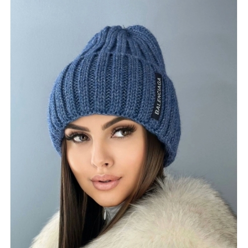 Женская шапка зима, синяя