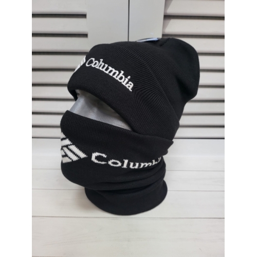 Комплект шапка+снуд черный Columbia, двойная вязка.