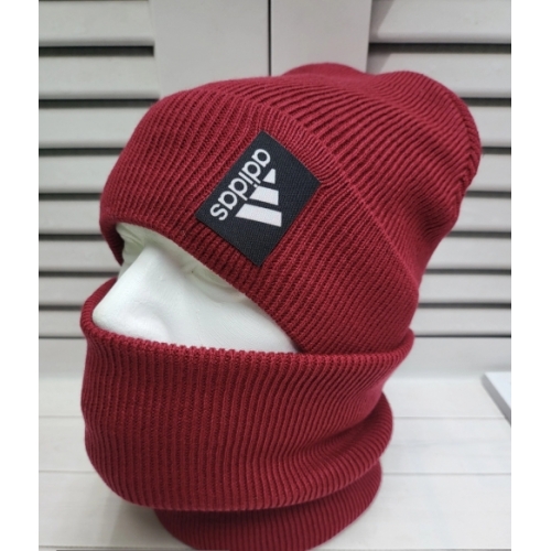 Комплект шапка+снуд бордовый Adidas, зима.