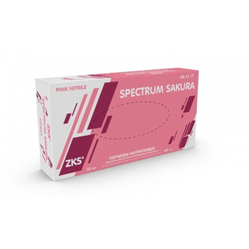 Перчатки нитриловые розовые ZKS Spectrum Sakura M, 100 шт.