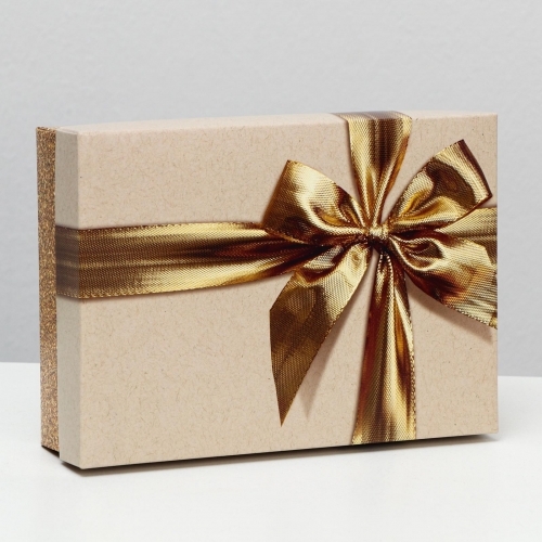 Коробка подарочная «Бант», золотая 21 х 15 х 5 см