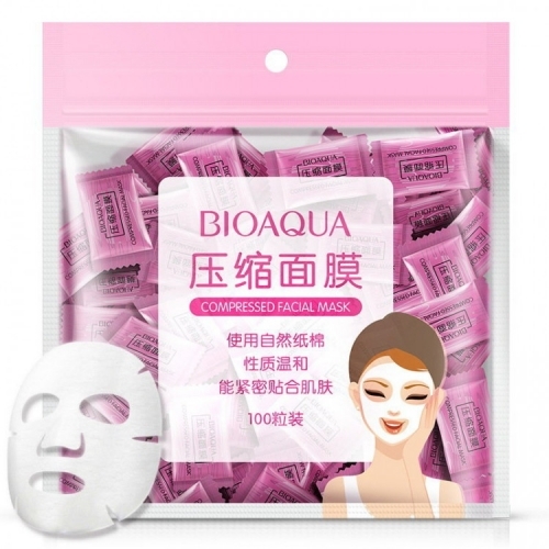 Тканевая маска для лица прессованная в таблетках Bioaqua, 50 шт.