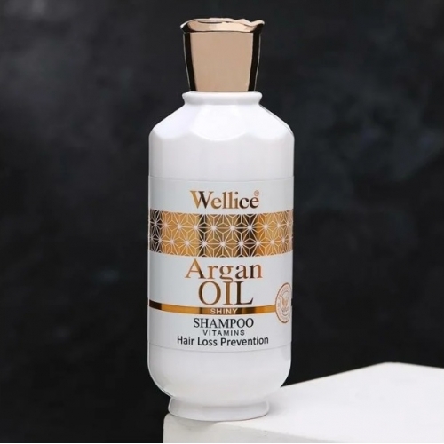 Шампунь против выпадения волос с аргановым маслом Wellice Argan Oil Shiny, 520 гр.