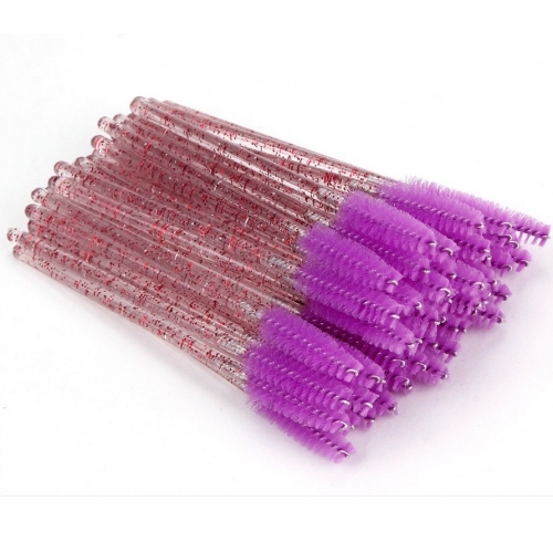 Щеточки для ресниц с блестками нейлон фиолетовые, упак. 50 шт.